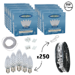 C9 Decorate Like a Pro® Kit - 250' LED Diamond Faceted Pure White White Wire w/12" Bulb Spacing