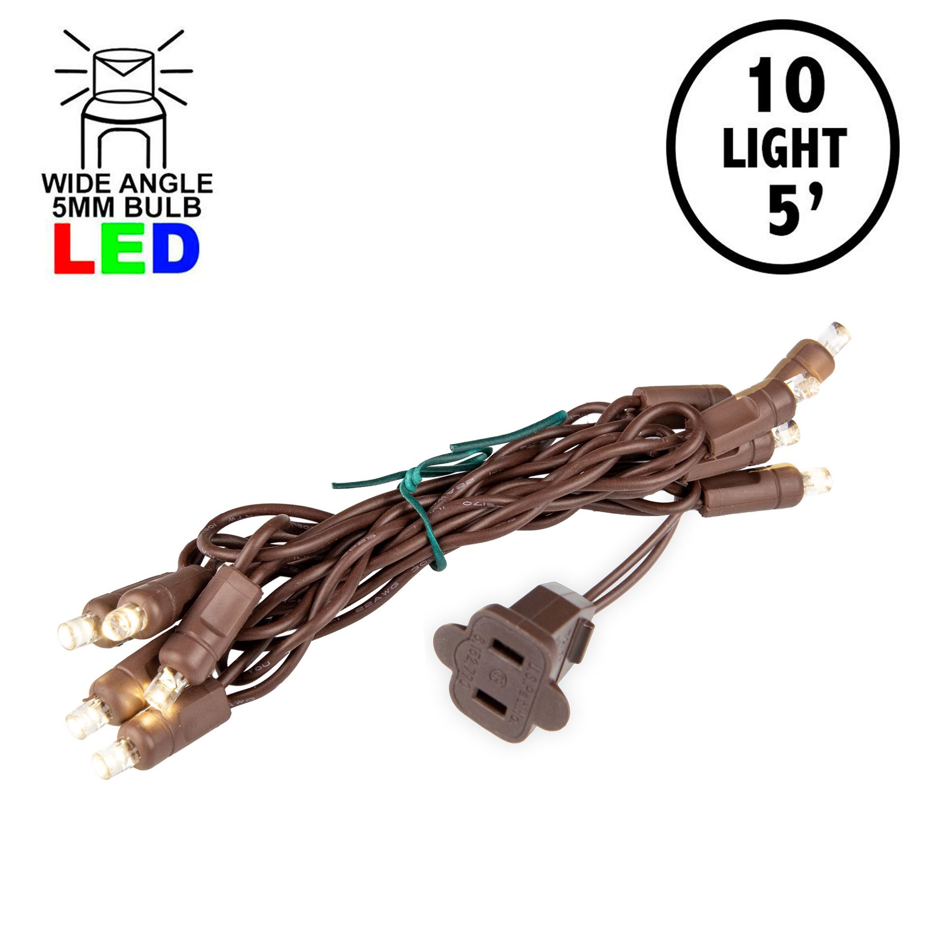 Led Light Color Brown 10 Light Warm White Brown Wire LED Christmas Light Set - Novelty Lights ...