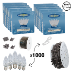 C9 Decorate Like a Pro® Kit - 1000' LED Diamond Faceted Pure White Brown Wire w/12" Bulb Spacing