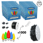 C9 Decorate Like a Pro® Kit - 1000' LED Diamond Faceted Multi Color Black Wire w/12" Bulb Spacing
