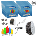 C9 Decorate Like a Pro® Kit - 1000' LED Diamond Faceted Multi Color Brown Wire w/12" Bulb Spacing