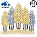 PeakPro Twinkle Warm White C9 LED Replacement Bulbs 25 Pack