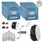 C9 Decorate Like a Pro® Kit - 1000' LED Diamond Faceted Pure White Black Wire w/12" Bulb Spacing