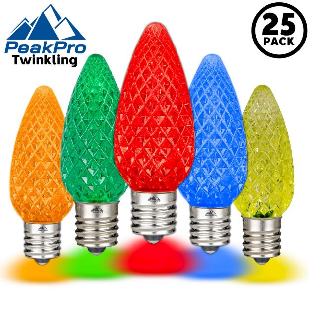 PeakPro Twinkle Multi/Assorted C9 LED Replacement Bulbs 25 Pack