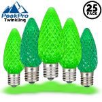 PeakPro Twinkle Green C9 LED Replacement Bulbs 25 Pack