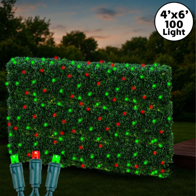 Red & Green LED Net Lights 4x6 Green Wire
