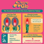 RetroGlo Red Mini Lights 100 Light on Green Wire 50 Feet Long