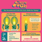 RetroGlo Yellow Mini Lights 50 Light on Green Wire 11 Feet Long