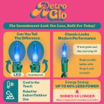 RetroGlo Multi Color Ceramic Mini Lights 100 Light on Green Wire 34 Feet Long