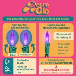 RetroGlo Multi Color Mini Lights 50 Light on Green Wire 11 Feet Long