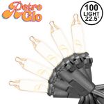 RetroGlo Clear Mini Lights 100 Light on Black Wire 22 Feet Long
