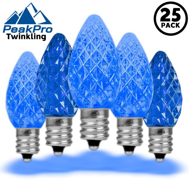 PeakPro Twinkle Blue C7 LED Replacement Bulbs 25 Pack