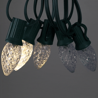 25 Pack C7 White LED Bulbs - 0.6 Watt E12 Base Christmas Replacement Lights For Indoor & Outdoor