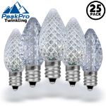 PeakPro Twinkle Pure White C7 LED Replacement Bulbs 25 Pack
