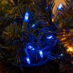 RetroGlo Blue Ceramic Mini Lights 50 Light on Green Wire 25 Feet Long
