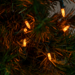 RetroGlo Orange Ceramic Mini Lights 100 Light on Green Wire 34 Feet Long