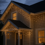 RetroGlo Clear 100 Light Icicle Lights White Wire Long Drops