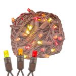 Commercial Grade Wide Angle 50 LED Yellow/Red/Orange 17' Long on Brown Wire