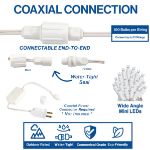 Pure White 70 LED C6 Strawberry Mini Lights Commercial Grade on White Wire