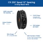 Novelty Lights C9 250' Spool 12" Spacing 8 Amp Black Wire