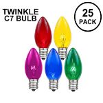 Assorted Twinkle C7 7 Watt Bulbs 25 Pack