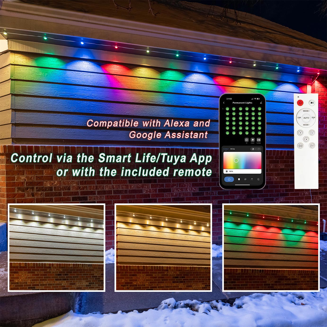 50-ft App-Controlled RGBTW Permanent Outdoor Eve Lights | Novelty ...