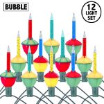 Traditional Classic Bubble Light Set 12 Lamps Red/Blue/Teal/Yellow