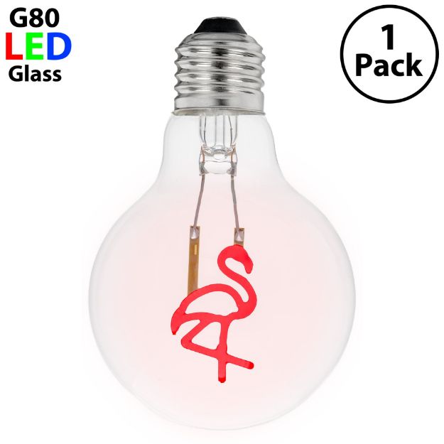 LED Flamingo Decorative Filament G80 Medium Base Glass Bulb  - 1pk