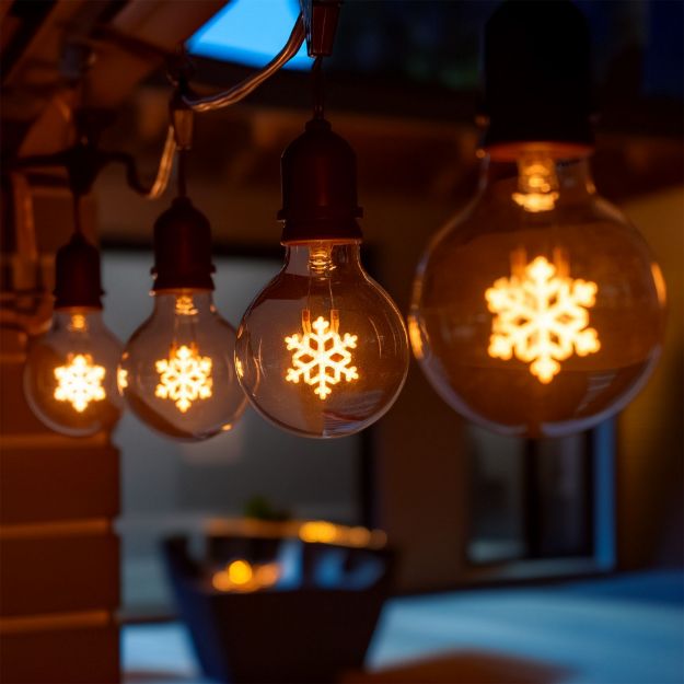 LED Snowflake Decorative Filament G80 Medium Base Glass Bulb - Novelty ...