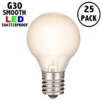 Frosted Warm White - G30 - LED Filament Plastic Globe Bulbs - 25 Pack