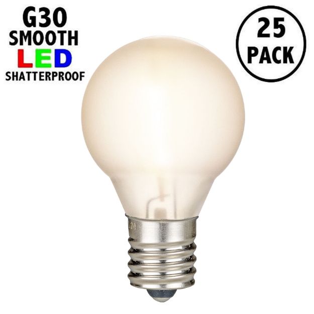 Frosted Warm White - G30 - LED Filament Plastic Globe Bulbs - 25 Pack