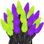Purple and Lime 70 LED C6 Strawberry Mini Lights Commercial Grade Black Wire