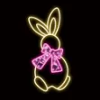 2.5' Easter Bunny with Pink Bow LED Display