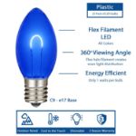 Blue C9 U-Shaped LED Plastic Flex Filament Replacement Bulbs 25 Pack 