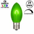 Green C9 U-Shaped LED Plastic Flex Filament Replacement Bulbs 25 Pack 
