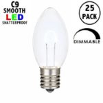 Pure White C9 U-Shaped LED Plastic Flex Filament Replacement Bulbs 25 Pack 