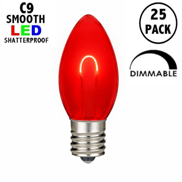 Red C9 U-Shaped LED Plastic Flex Filament Replacement Bulbs 25 Pack 