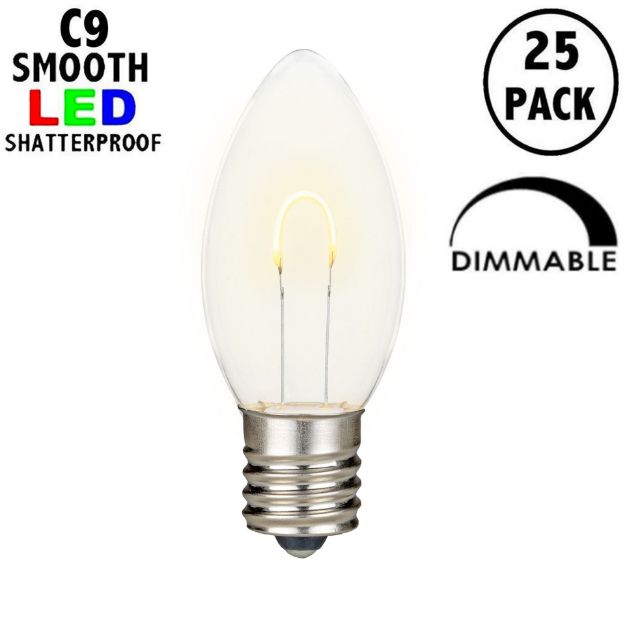 Warm White C9 U-Shaped LED Plastic Flex Filament Replacement Bulbs 25 Pack 