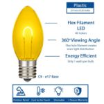 Yellow C9 U-Shaped LED Plastic Flex Filament Replacement Bulbs 25 Pack 