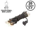 Clear 20 Light 6.5' Long Brown Wire Christmas Mini Lights