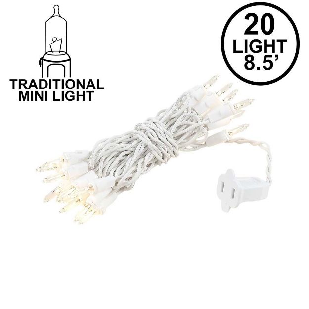 20 Light 6.5' Long White Wire Christmas Mini Lights