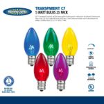 Pink Transparent C7 5 Watt Bulbs