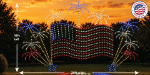 American Flag with Fireworks Silhouette Display