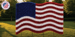 American Flag with Garland Silhouette Display