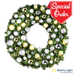 72" Sequoia Wreath with Warm White LED Lights and Treasure Themed Ornaments