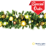 9' Sequoia Garland with Warm White LED Lights and Woodland Themed Ornaments