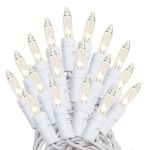 100 Light 34' Long White Wire Christmas Mini Lights