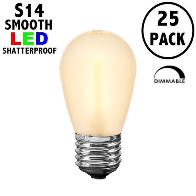 Frosted Warm White S14 LED Plastic Filament Medium Base e26 Bulbs  - 25pk