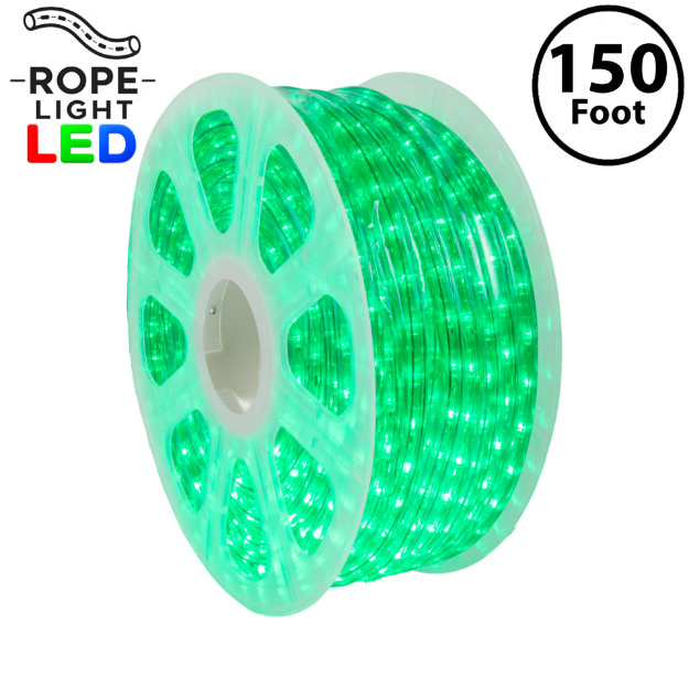 Green LED Rope Light Spool 150' 1/2" 2 Wire 120V