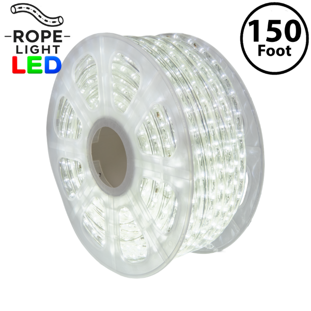Pure White LED Rope Light Spool 150' 1/2" 2 Wire 120V